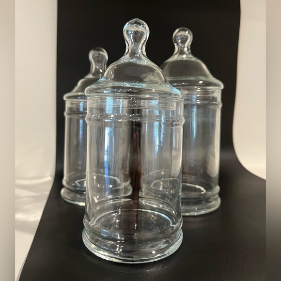 Vintage Empoli Clear Candy Apothecary Jars w/Lids - Set of 3 - Picture 10 of 10